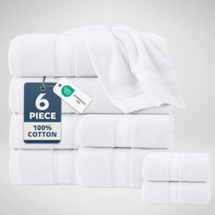6-piece Authentic Hotel and Spa Turkish Cotton White Towel Set