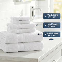 6-piece Authentic Hotel and Spa Turkish Cotton White Towel Set