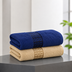 Square Fancy Border Bath Towels 27 x 54 Inches