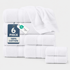 6-piece Authentic Hotel and Spa Turkish Cotton  White Towel Set