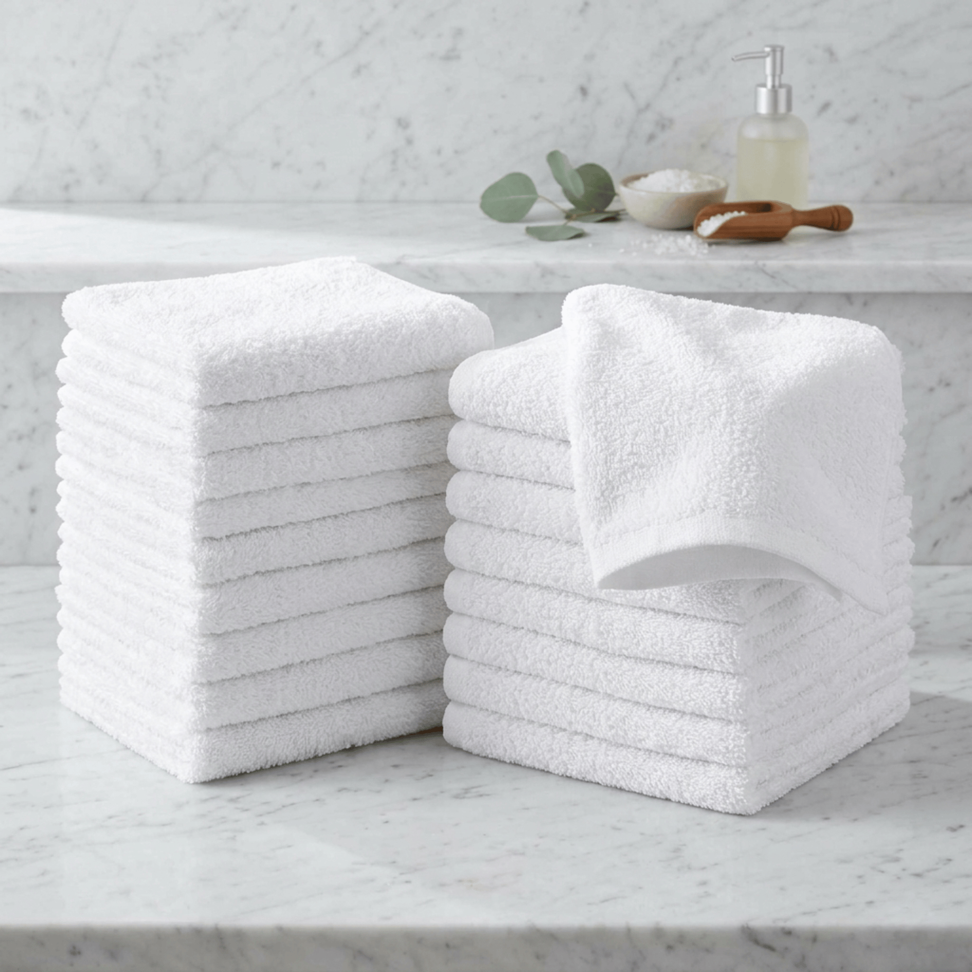 White Face Towels Set - 13x13 inches