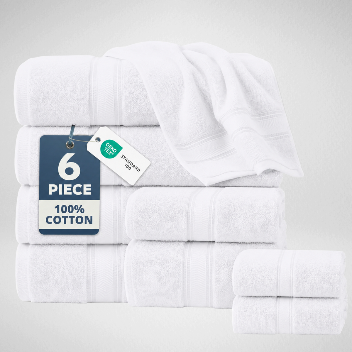 6-piece Authentic Hotel and Spa Turkish Cotton  White Towel Set