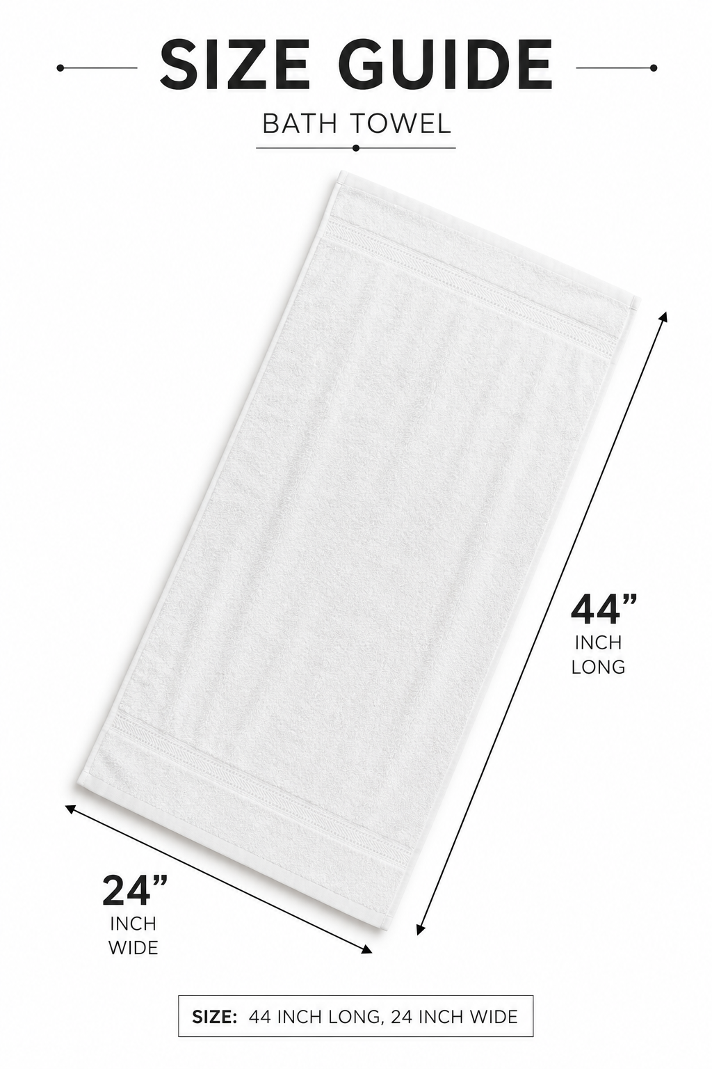 High Absorbent White Towels | 24×44 Inch