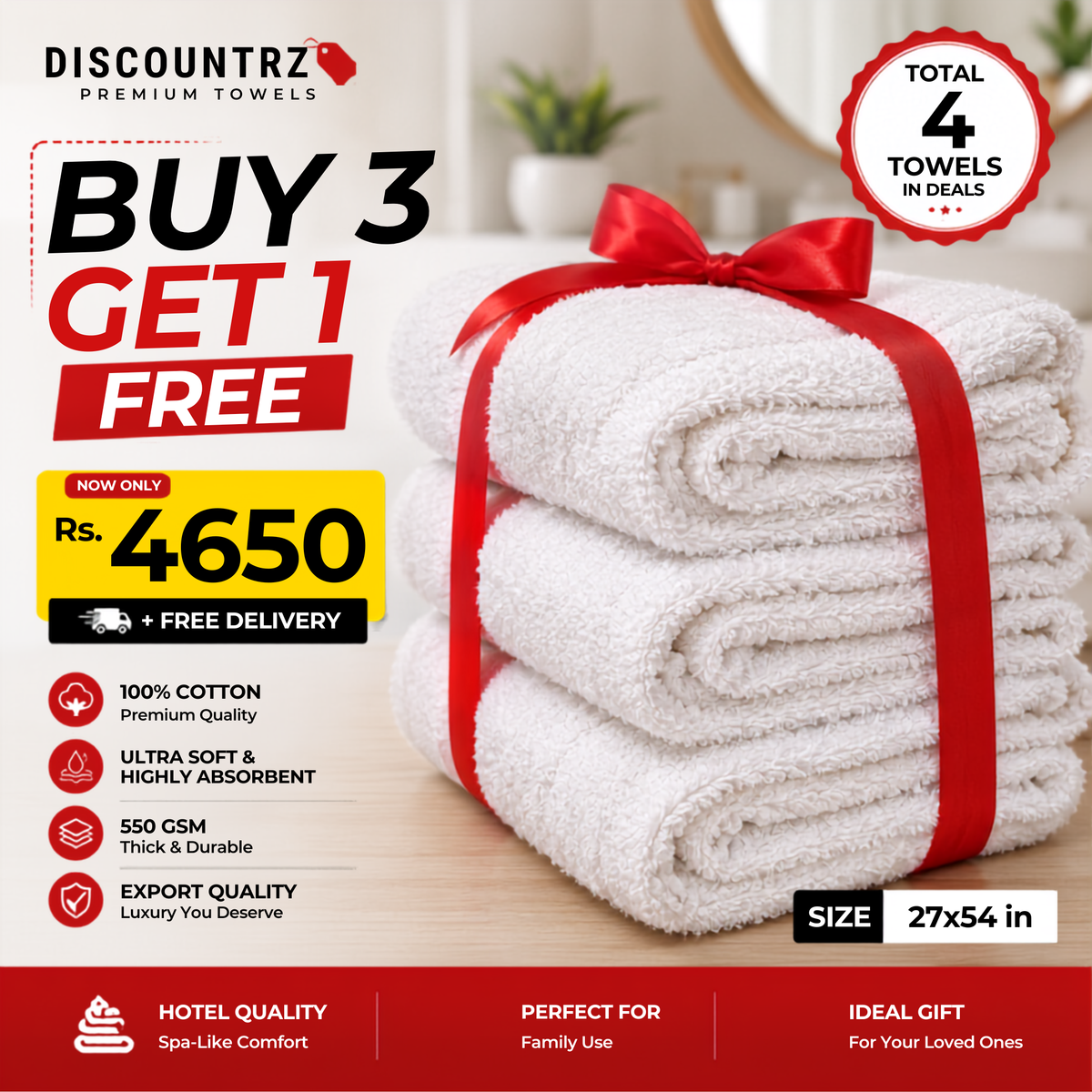 White Bath Towel – 100% Cotton | Ultra Soft & Highly Absorbent