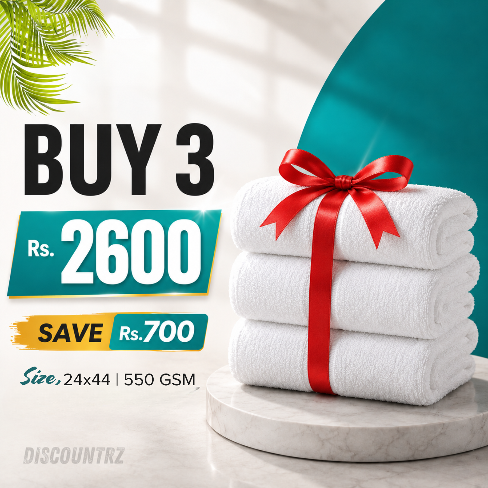 High Absorbent White Towels | 24×44 Inch