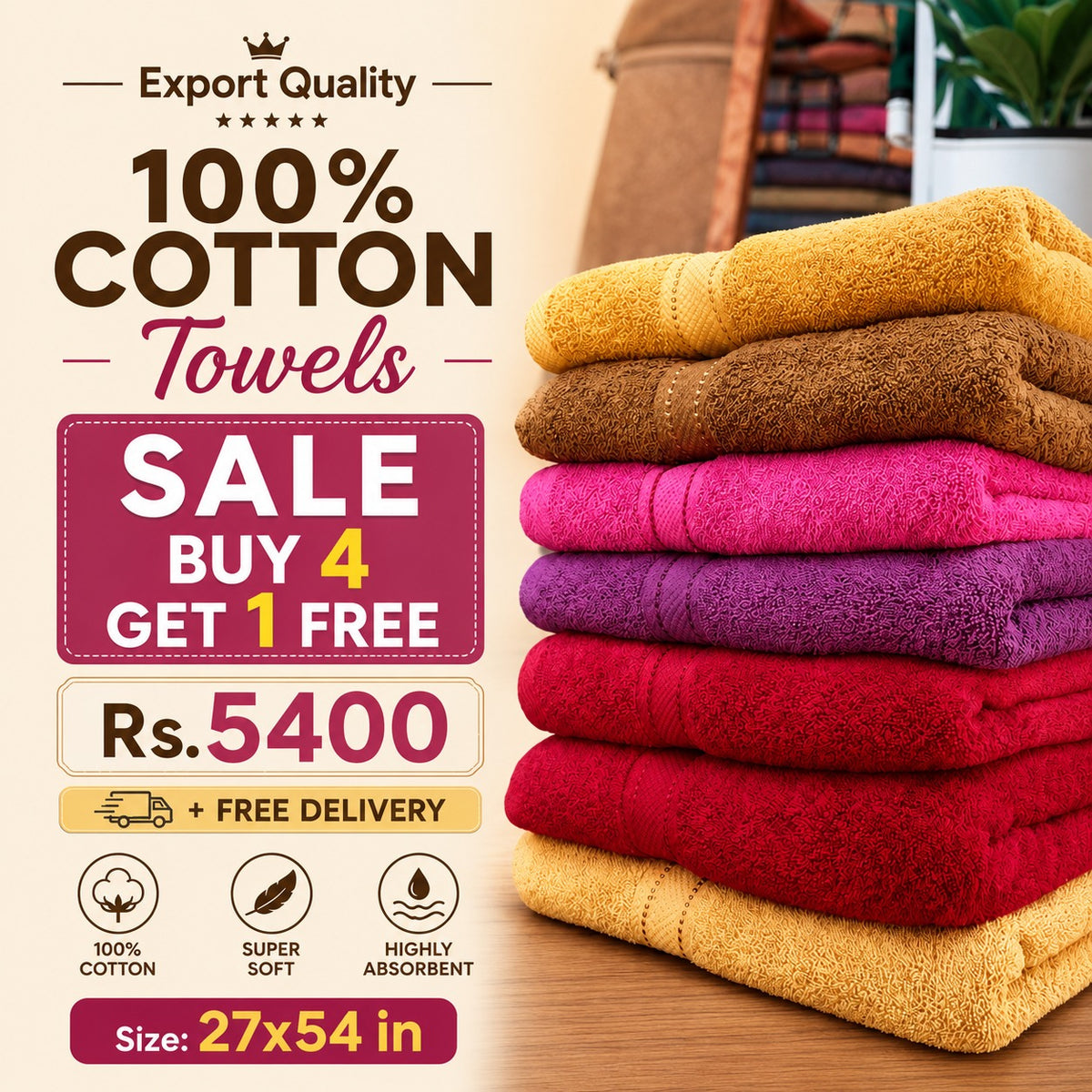 Quick Dry - Soft Towels Multi Colours - 550 GSM