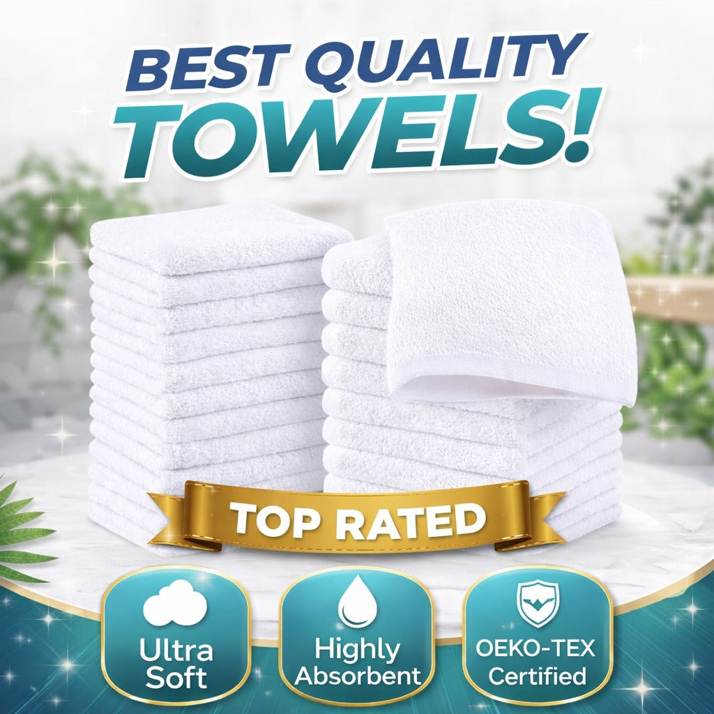 White Face Towels Set - 13x13 inches